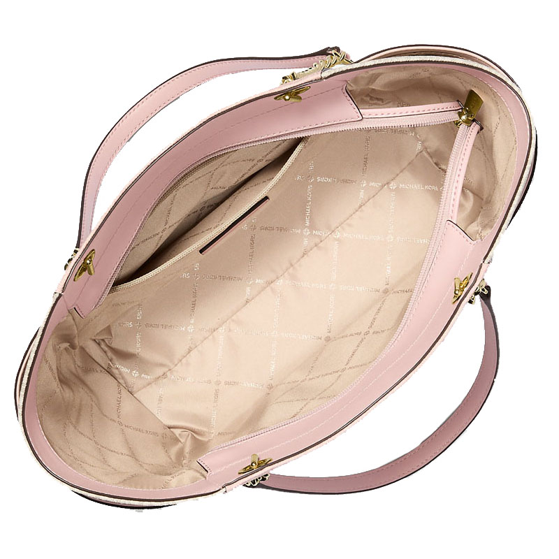 Michael Kors Jet Set Large Color-Block Signature Logo Tote Bag Powder Blush Multi # 35S5GTVE3B