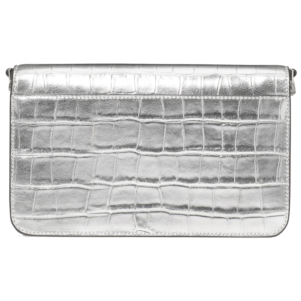Kate Spade Madison Croc Embossed Willow Mini Flap Crossbody Silver # KN222