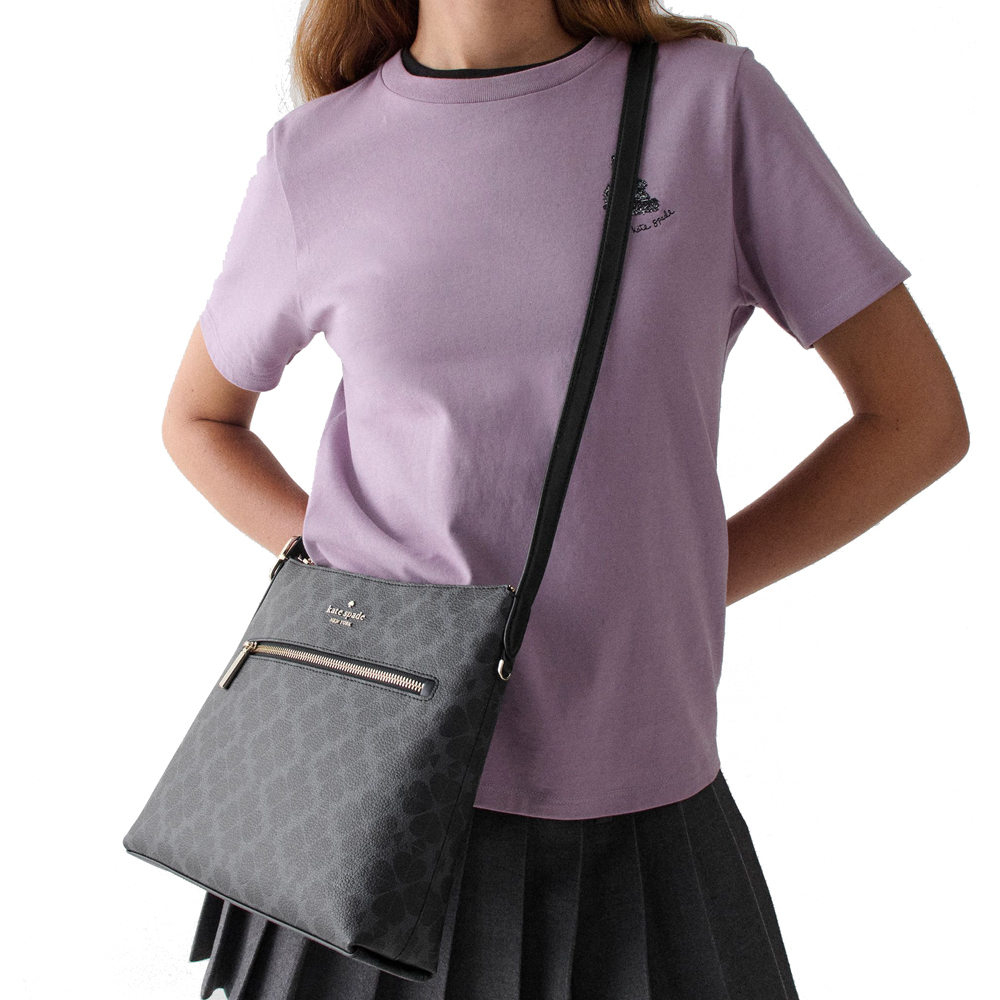 Kate Spade Spade Flower Large Swingpack Buckle Crossbody Black # KM717