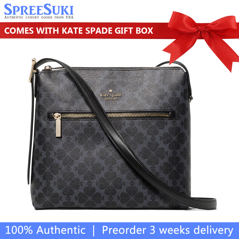 Kate Spade Spade Flower Large Swingpack Buckle Crossbody Black # KM717