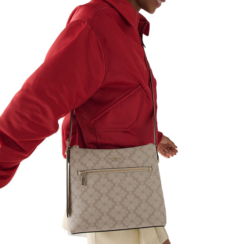 Kate Spade Spade Flower Large Swingpack Buckle Crossbody Dark Beige # KM717