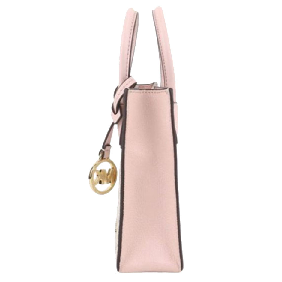 Michael Kors Sling Bag Mercer Extra-Small Logo And Leather Crossbody Bag Powder Blush Multi White Off White # 35T1GM9C0I