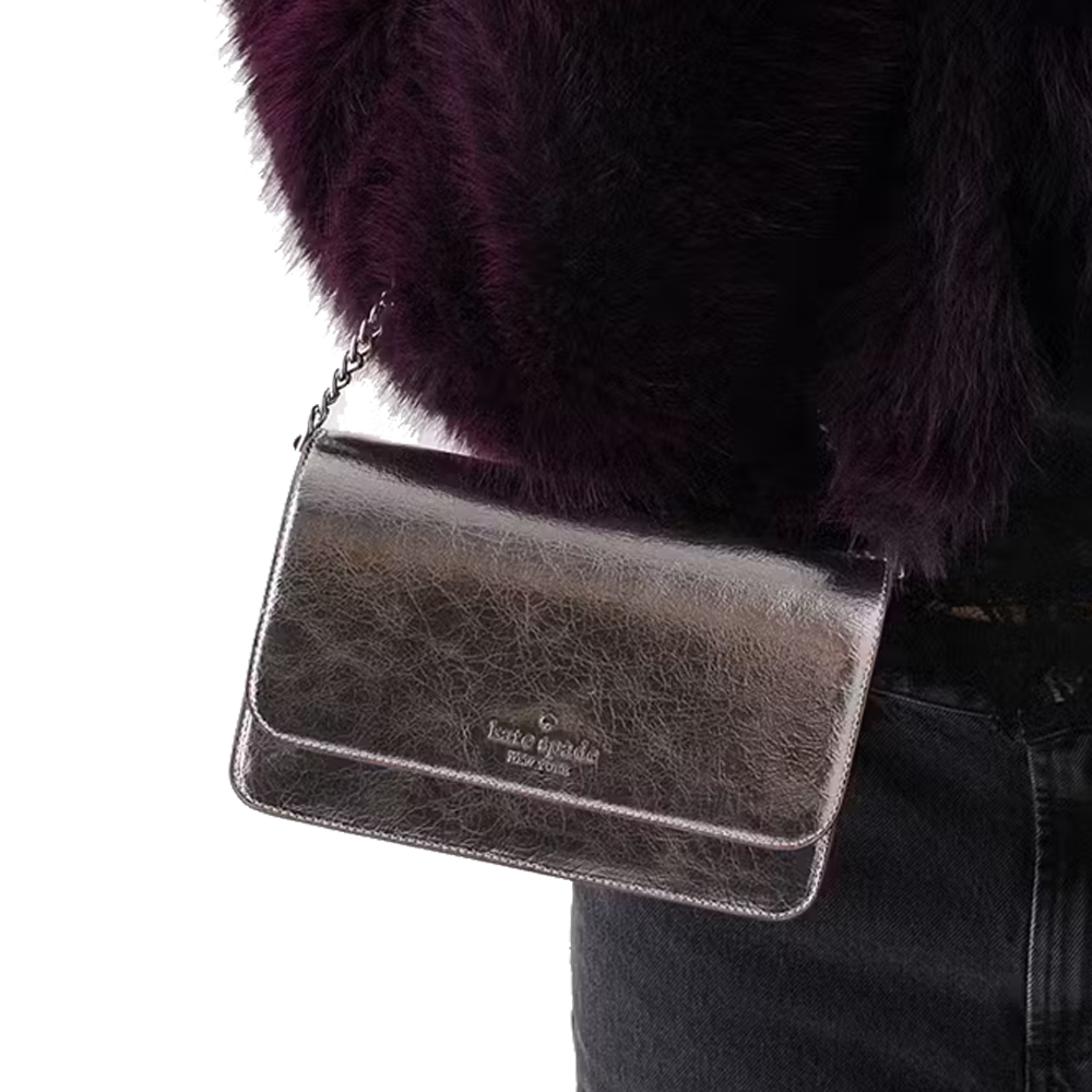 Kate Spade Madison Metallic Willow Mini Flap Crossbody Lilac Moonlight # KN218