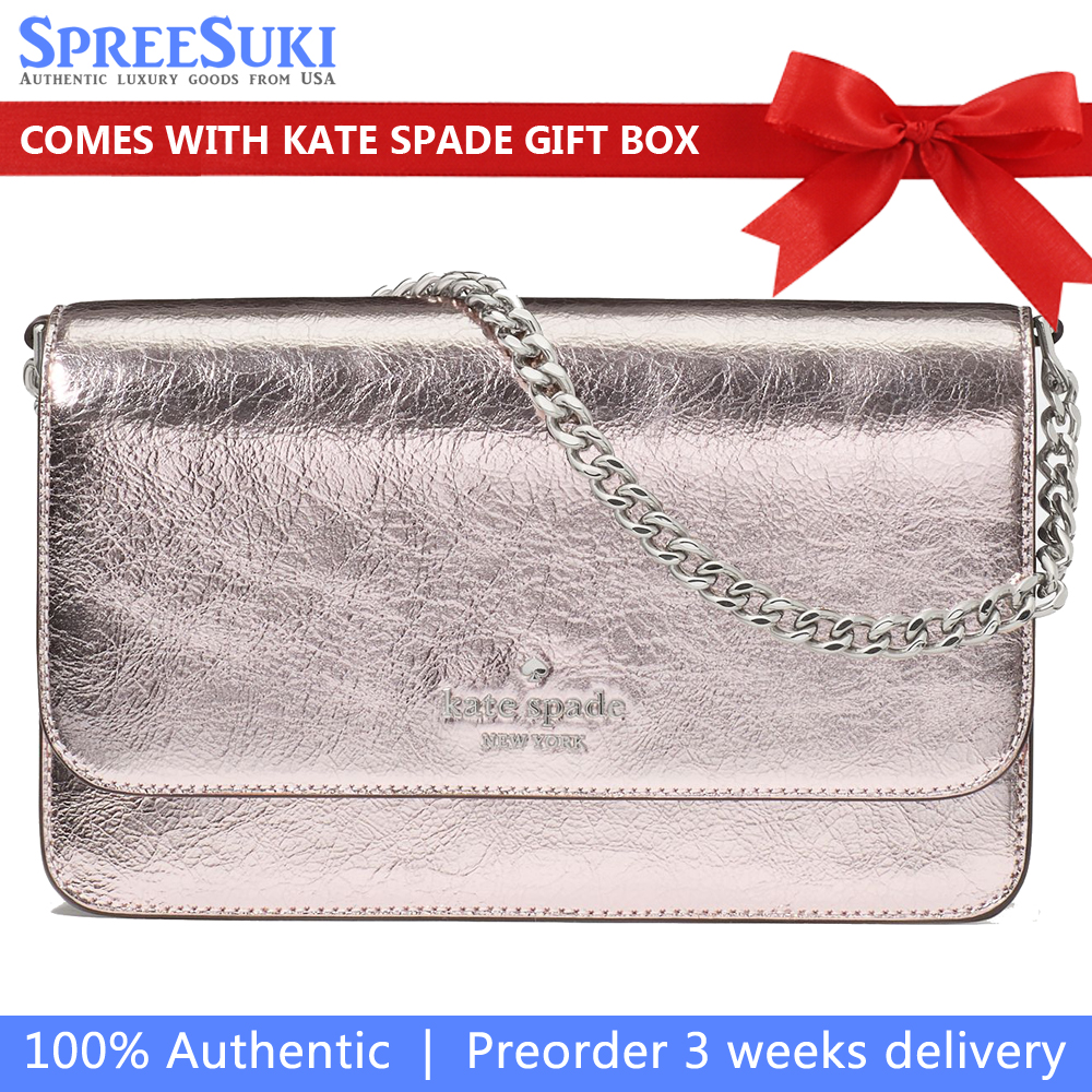 Kate Spade Madison Metallic Willow Mini Flap Crossbody Lilac Moonlight # KN218