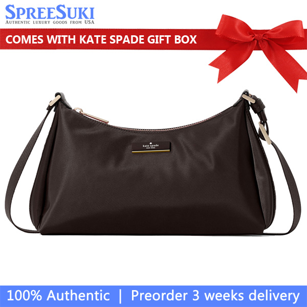 Kate Spade Carter Nylon Small Shoulder Bag Hot Fudge # KL967