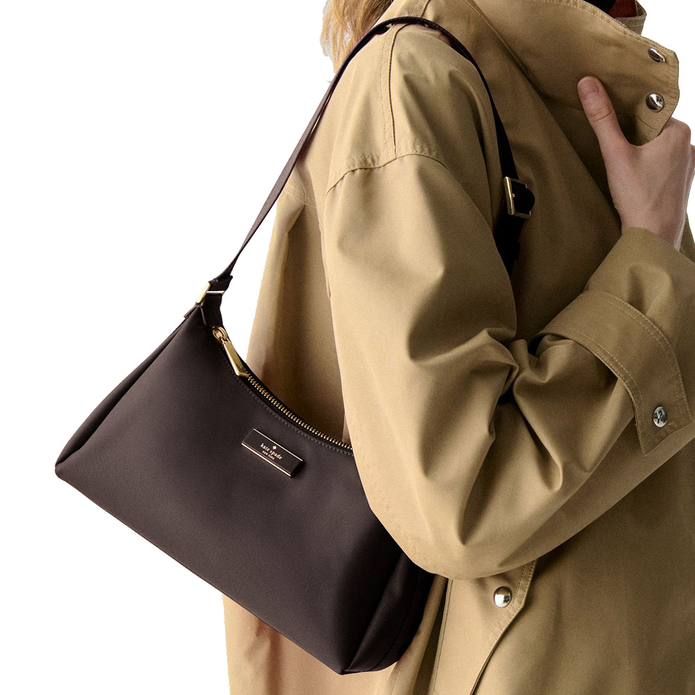 Kate Spade Carter Nylon Small Shoulder Bag Hot Fudge # KL967