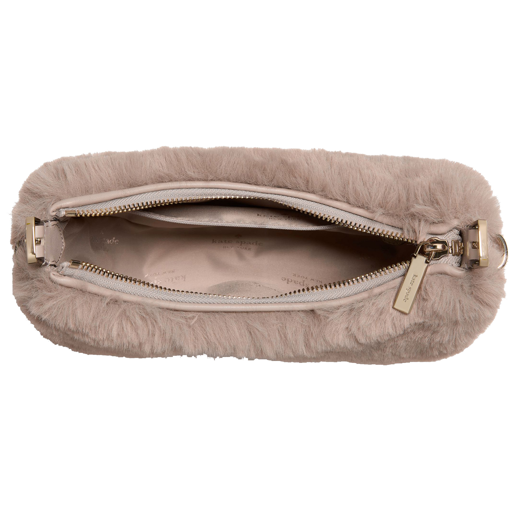 Kate Spade Nova Faux Fur Small Crescent Shoulder Bag Cozy Grey # KM689