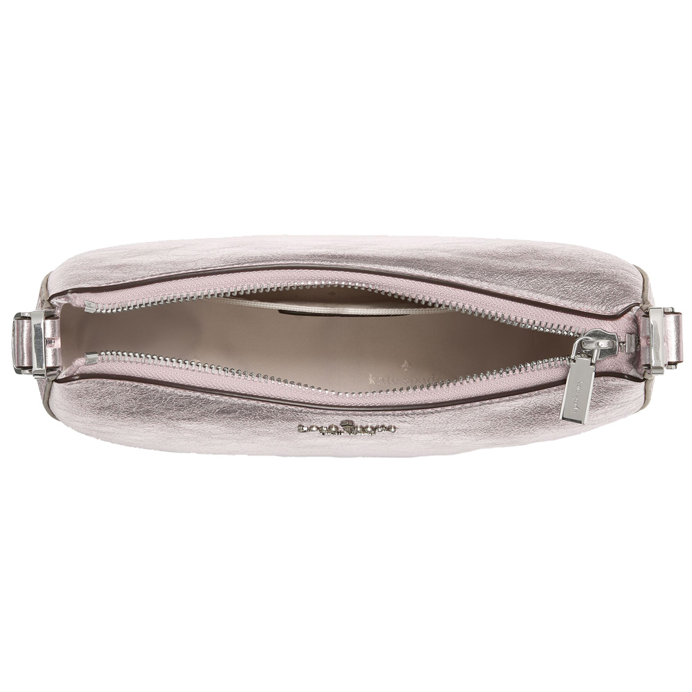 Kate Spade Nova Crinkle Metallic Small Crescent Shoulder Bag Lilac Moonlight # KN205