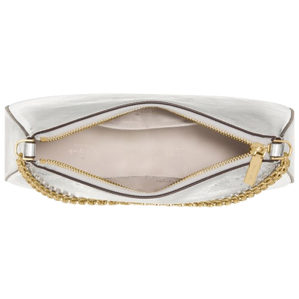 Kate Spade Margot Crinkle Metallic Convertible Crossbody Silver # KN248