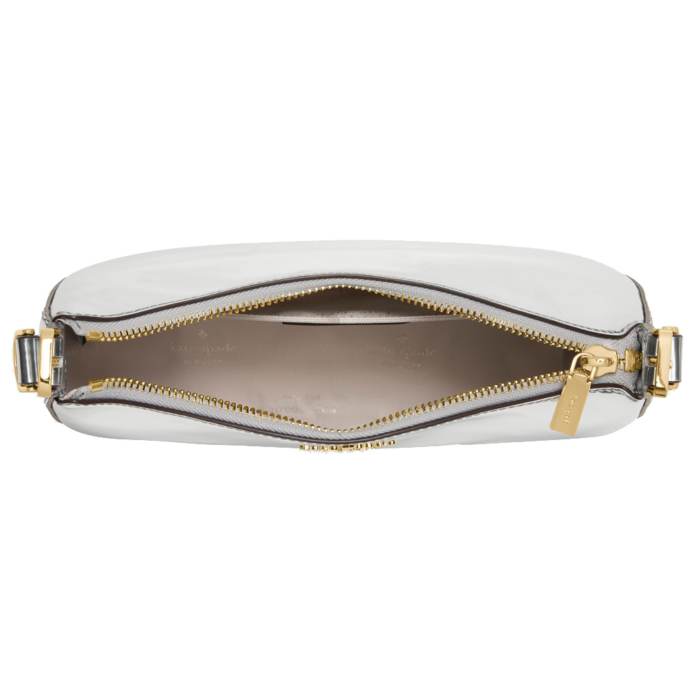 Kate Spade Nova Mirror Metallic Small Crescent Shoulder Bag Silver # KM692