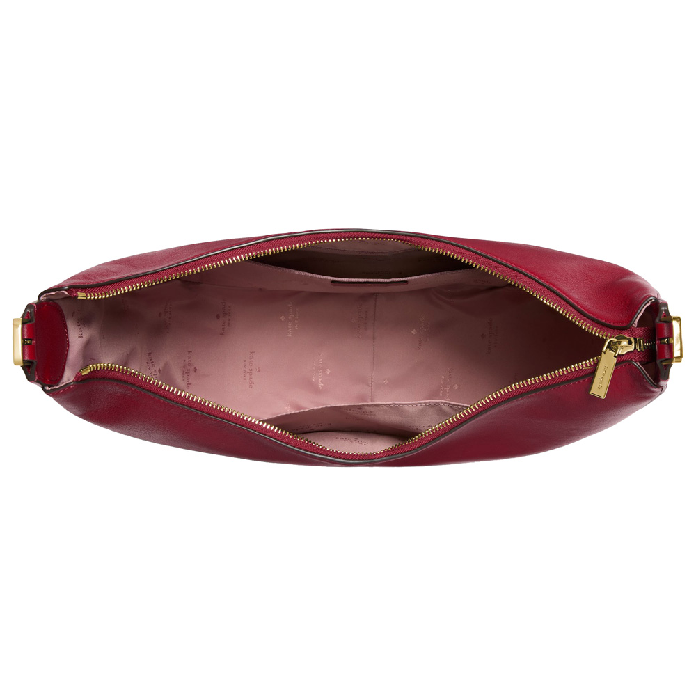 Kate Spade Nova Smooth Leather Large Crescent Shoulder Bag Red Jam # KN207