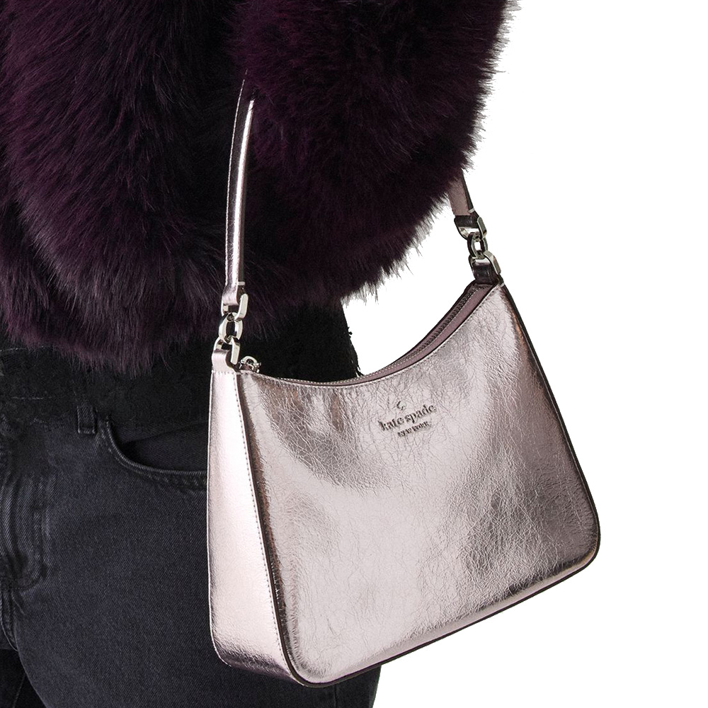 Kate Spade Margot Crinkle Metallic Convertible Shoulder Bag Lilac Moonlight # KN247