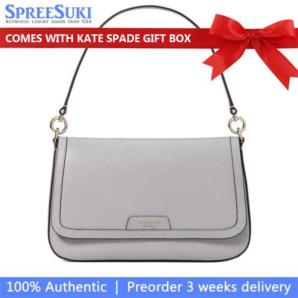 Kate Spade Hudson Convertible Flap Shoulder Bag Mountain Grey # KF860