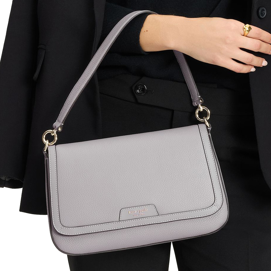 Kate Spade Hudson Convertible Flap Shoulder Bag Mountain Grey # KF860