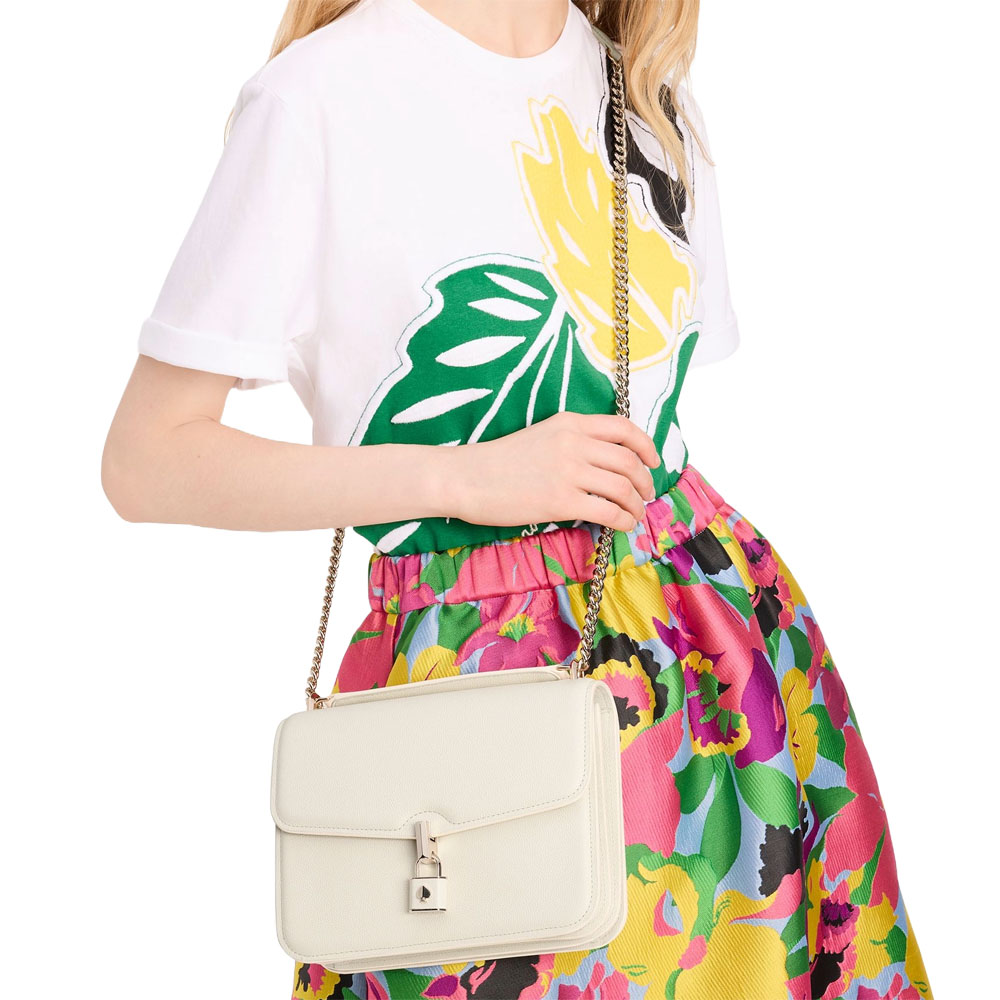 Kate Spade Locket Large Flap Shoulder Bag Parchment # KE898