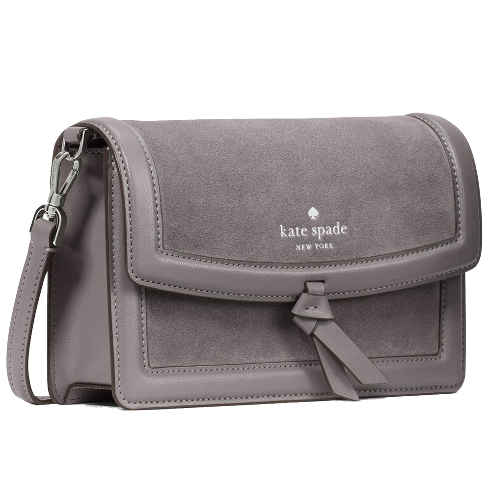 Kate Spade Knott Suede Mini Flap Crossbody Hare Grey # KN307