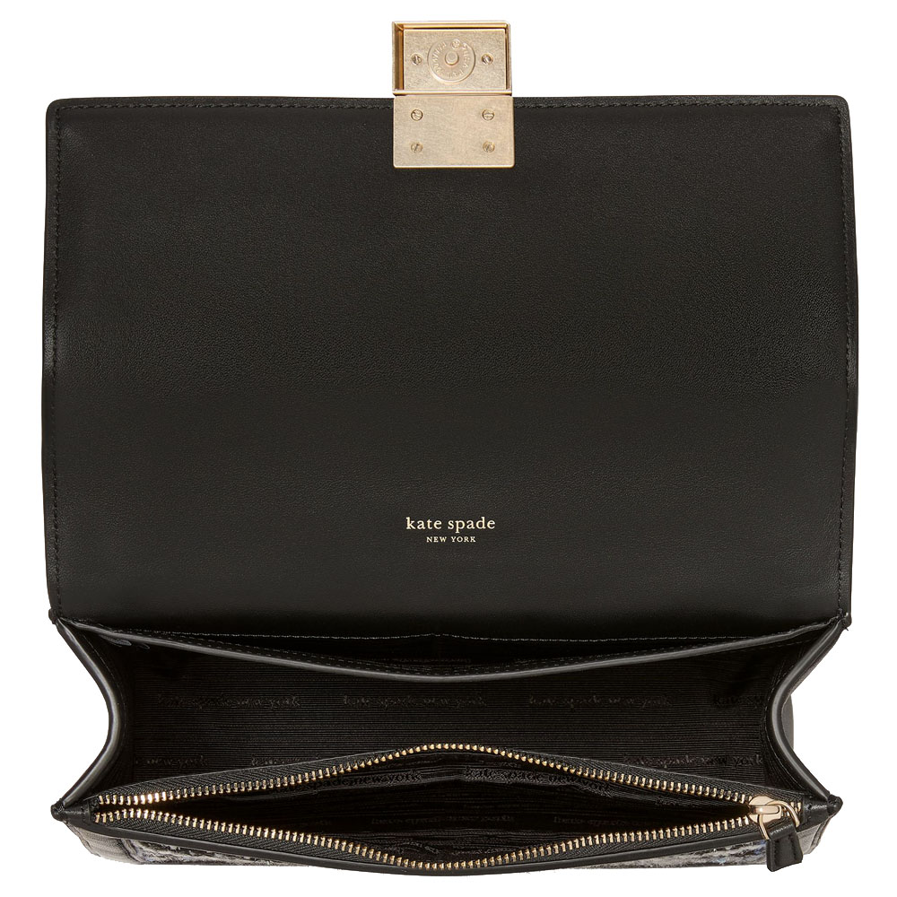 Kate Spade Deco Plaid Tweed Chain Shoulder Bag Black Multi # KI491