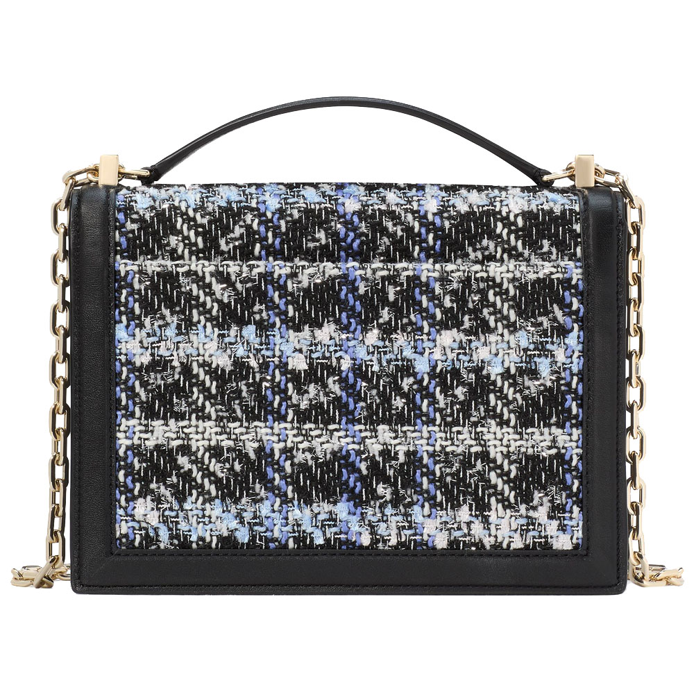 Kate Spade Deco Plaid Tweed Chain Shoulder Bag Black Multi # KI491