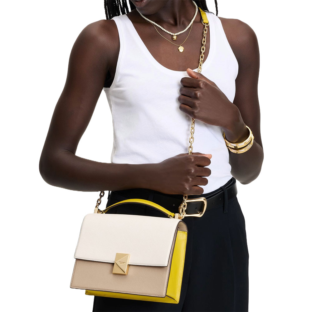 Kate Spade Deco Color-Blocked Chain Shoulder Bag Tigers Eye Multi # KK577