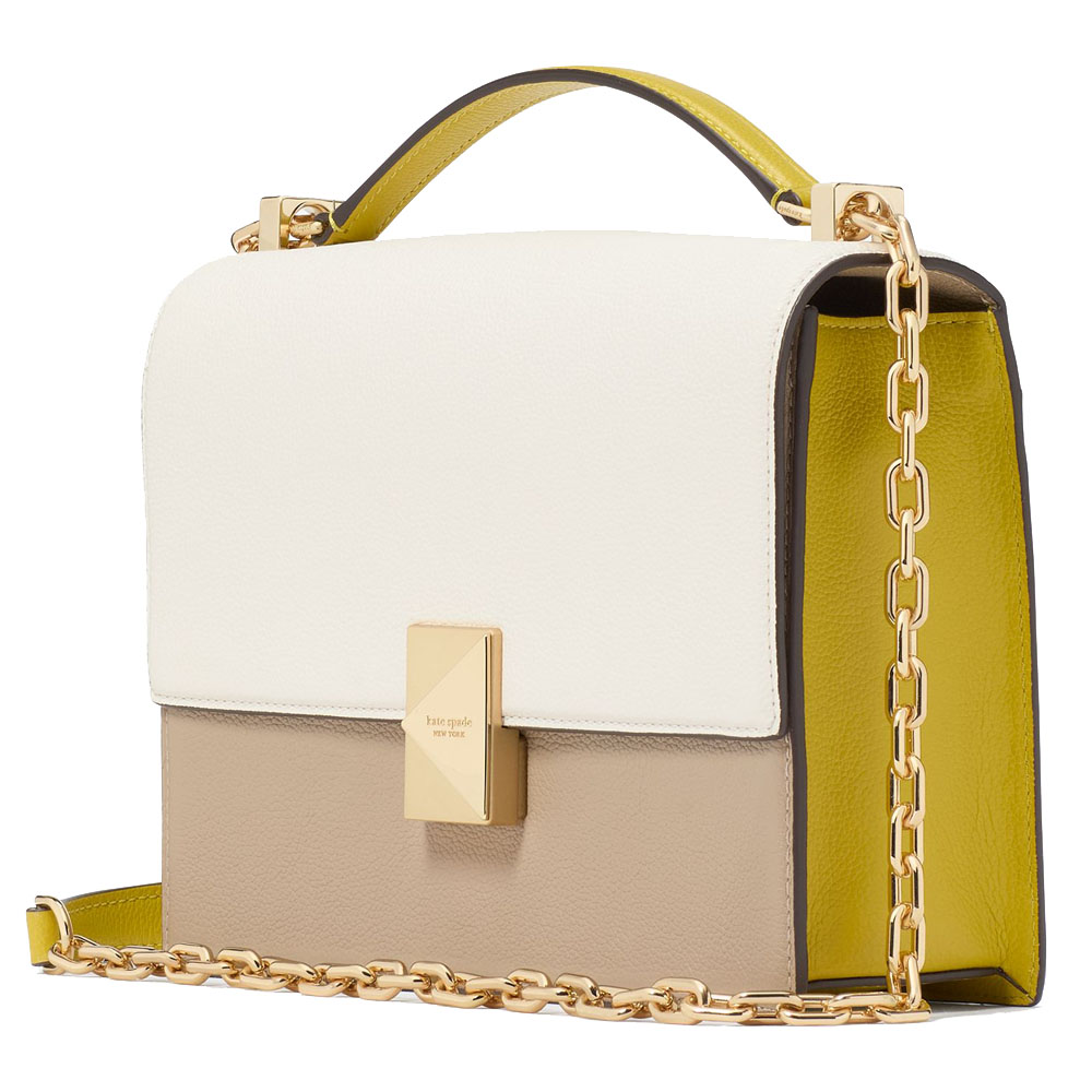 Kate Spade Deco Color-Blocked Chain Shoulder Bag Tigers Eye Multi # KK577