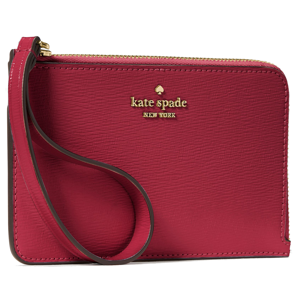 Kate Spade Lucy Small L-Zip Card Holder Wristlet Red Jam # KN215