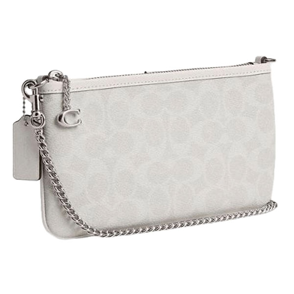 Coach Pouch Bag In Signature Canvas Silver White Chalk # CAF88