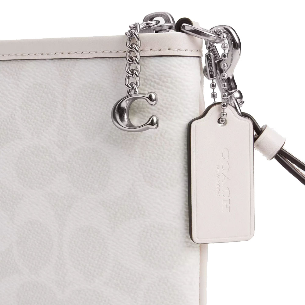 Coach Pouch Bag In Signature Canvas Silver White Chalk # CAF88