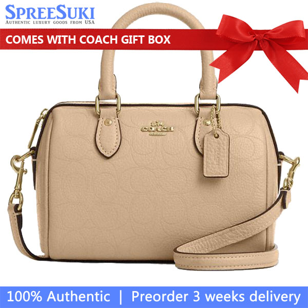 Coach Mini Rowan Crossbody Bag In Signature Leather Oat # CCF28