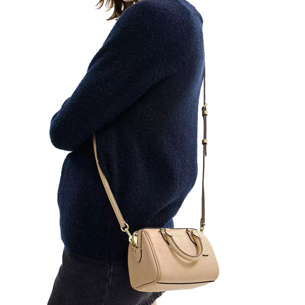 Coach Mini Rowan Crossbody Bag In Signature Leather Oat # CCF28