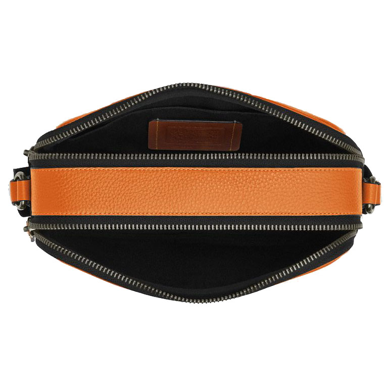 Coach Graham Crossbody Bag With Varsity Motif Toffee Black # CAJ64