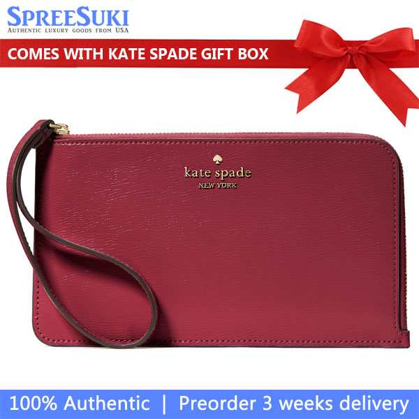 Kate Spade Lucy Medium L-Zip Wristlet Red Jam # KN216