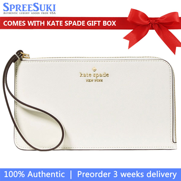 Kate Spade Lucy Crinkle Patent Medium L-Zip Wristlet Meringue # KM612