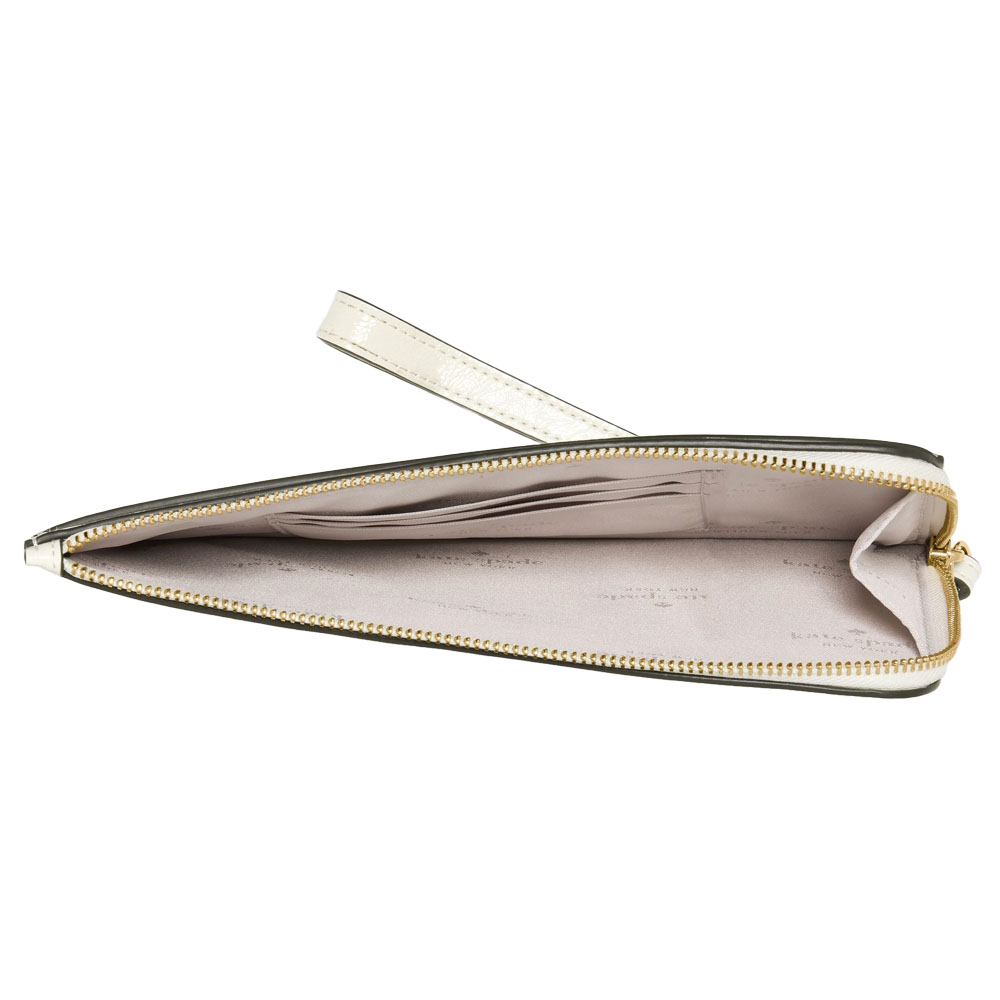 Kate Spade Lucy Crinkle Patent Medium L-Zip Wristlet Meringue # KM612