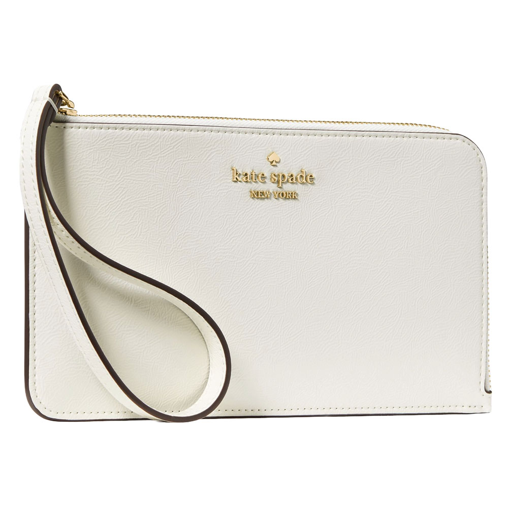 Kate Spade Lucy Crinkle Patent Medium L-Zip Wristlet Meringue # KM612