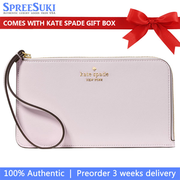 Kate Spade Lucy Crinkle Patent Medium L-Zip Wristlet Lilac Moonlight # KM612