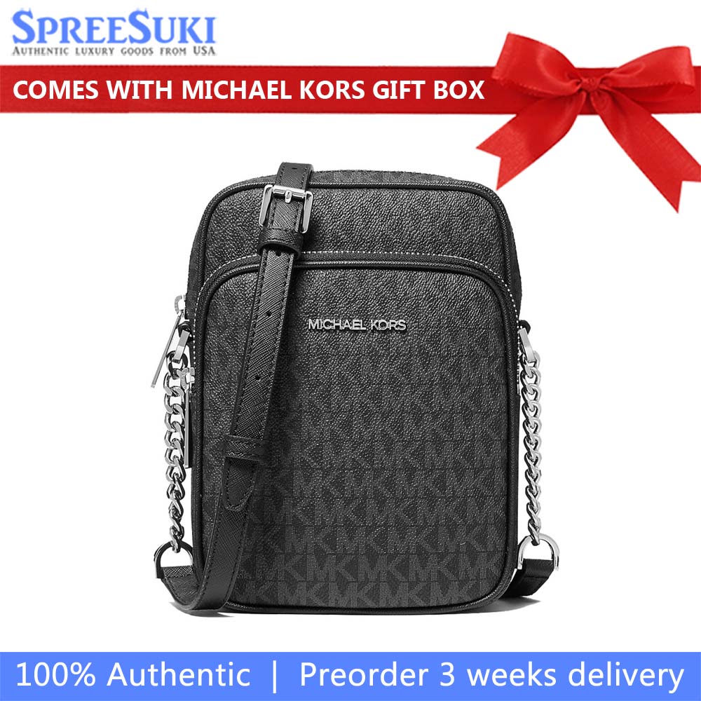 Michael Kors Jet Set Travenuel Medium Logo Crossbody Bag Black # 35F1STVC2B