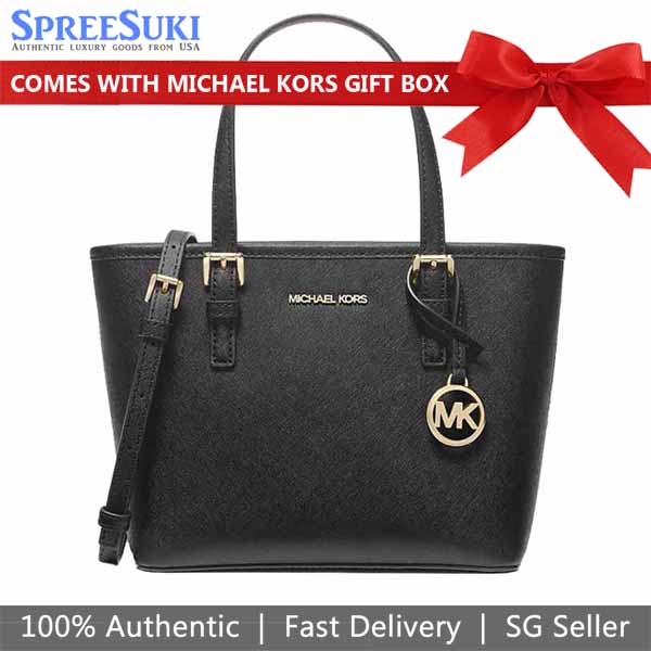 Michael Kors Jet Set Travel Extra Small Carryall Convertible Tote Black # 35T9GTVT0L