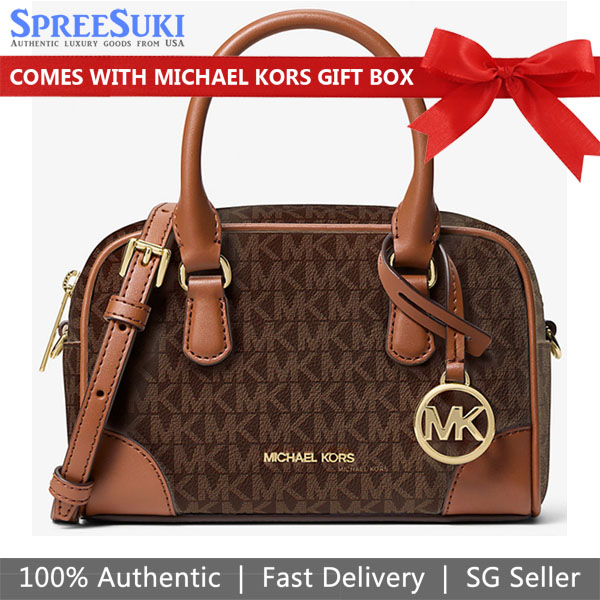 Michael Kors Thompson Extra-Small Signature Logo Convertible Satchel Brown # 35F5G7OC0B
