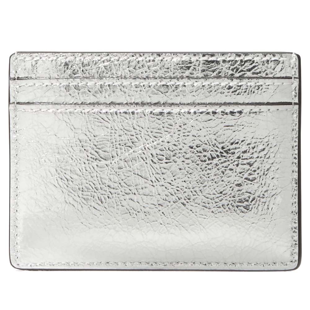 Kate Spade Madison Metallic Small Slim Card Holder Silver # KN219