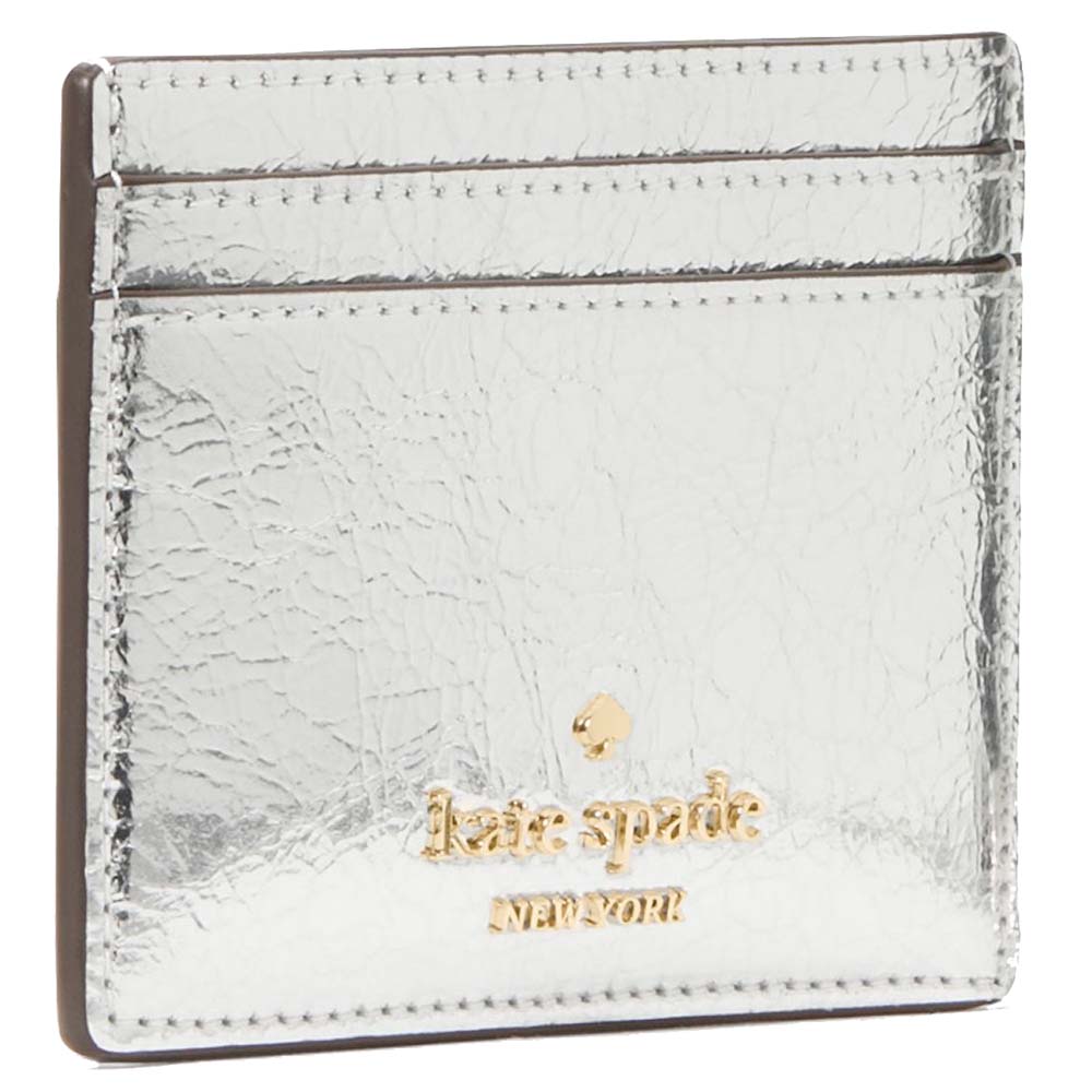 Kate Spade Madison Metallic Small Slim Card Holder Silver # KN219
