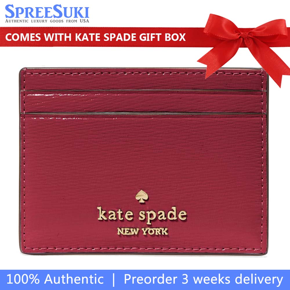 Kate Spade Madison Small Slim Card Holder Red Jam # KN225