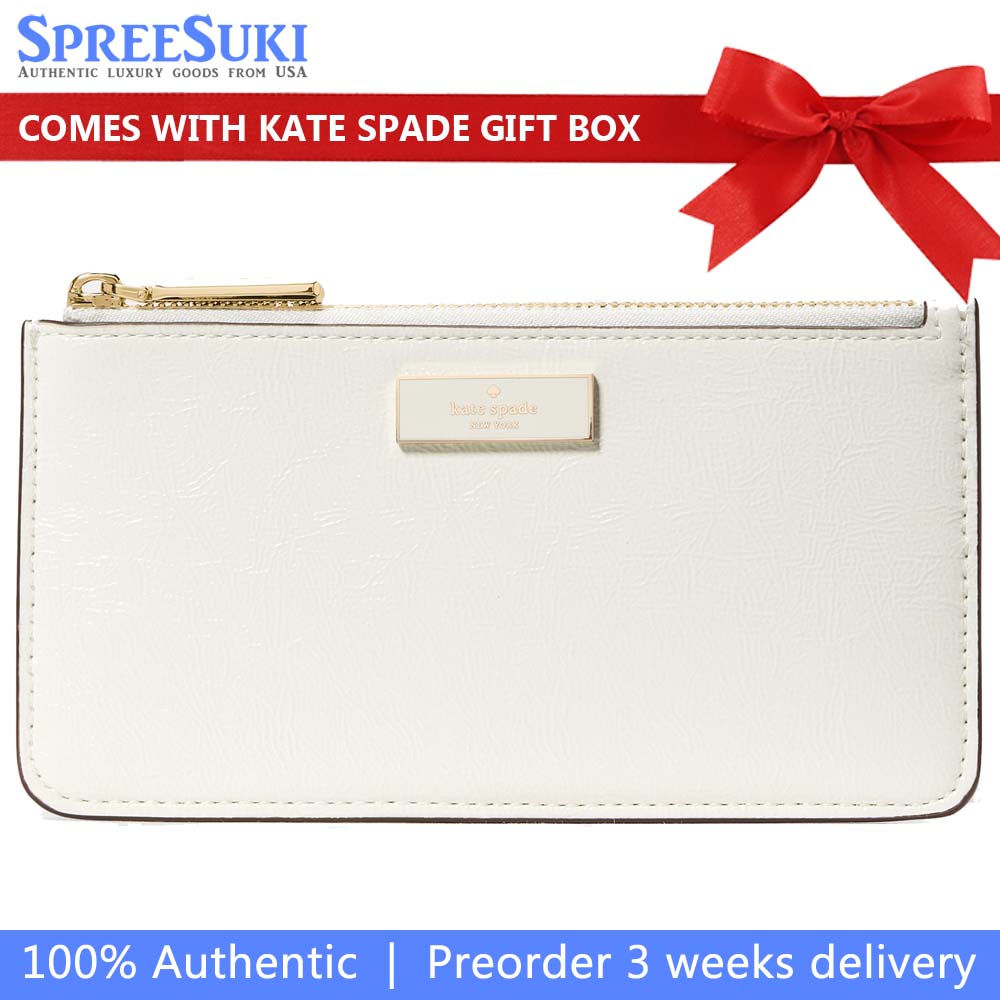Kate Spade Bridget Crinkle Patent Large Slim Card Holder Meringue # KM550
