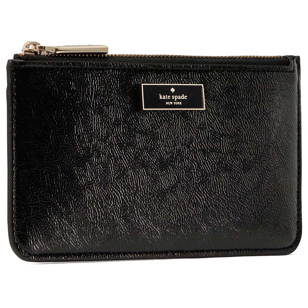 Kate Spade Bridget Crinkle Patent Large Slim Card Holder Black # KM550
