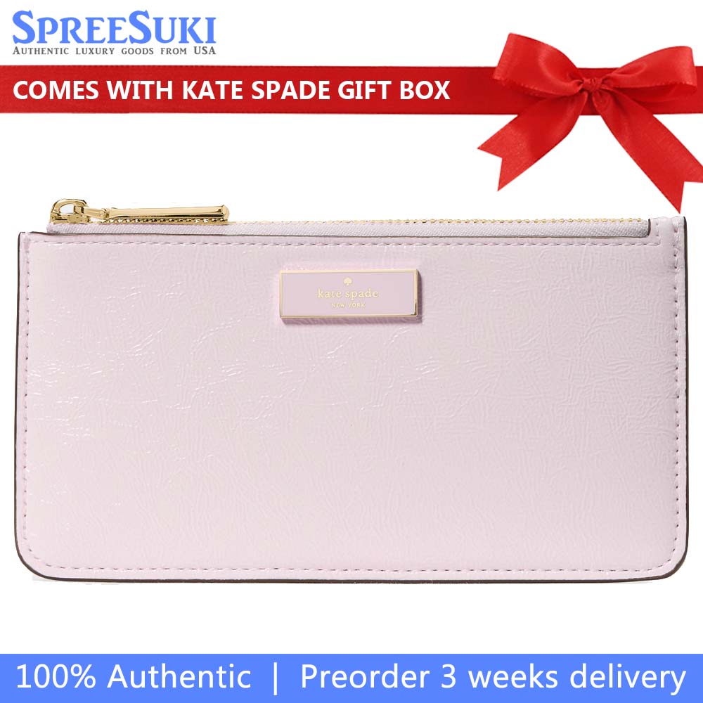 Kate Spade Bridget Crinkle Patent Large Slim Card Holder Lilac Moonlight # KM550