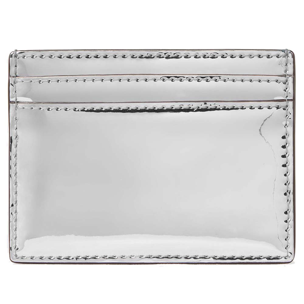 Kate Spade Bridget Mirror Metallic Small Slim Card Holder Silver # KM559