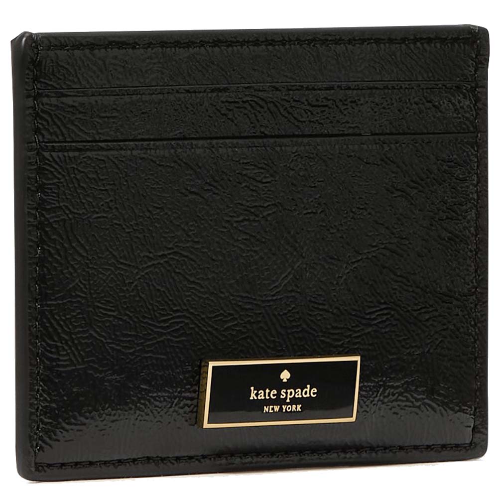 Kate Spade Bridget Crinkle Patent Small Slim Card Holder Black # KM552