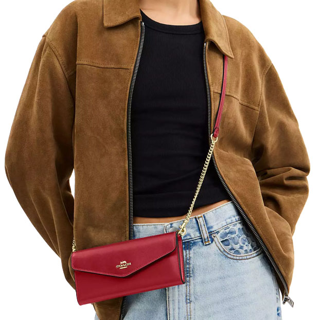 Coach Klare Wallet With Chain True Red # CBI22