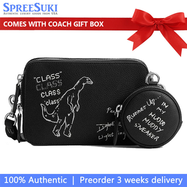 Coach Charter Crossbody Bag 19 With Sketch Print Black # CAM68