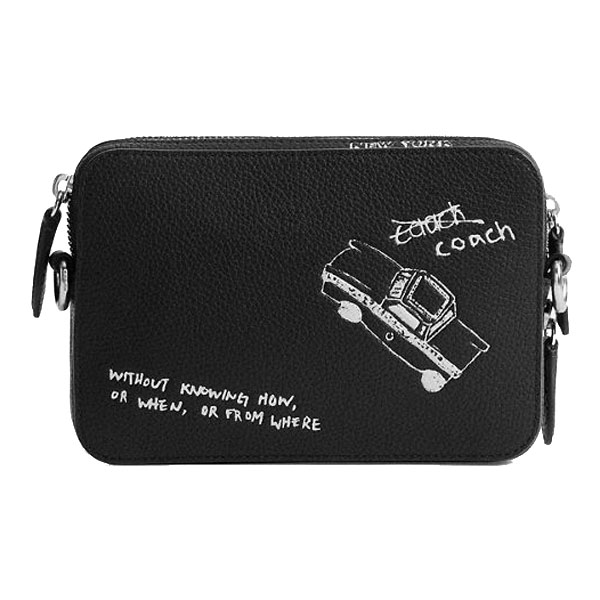 Coach Charter Crossbody Bag 19 With Sketch Print Black # CAM68