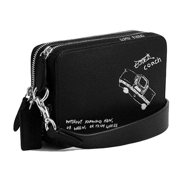 Coach Charter Crossbody Bag 19 With Sketch Print Black # CAM68